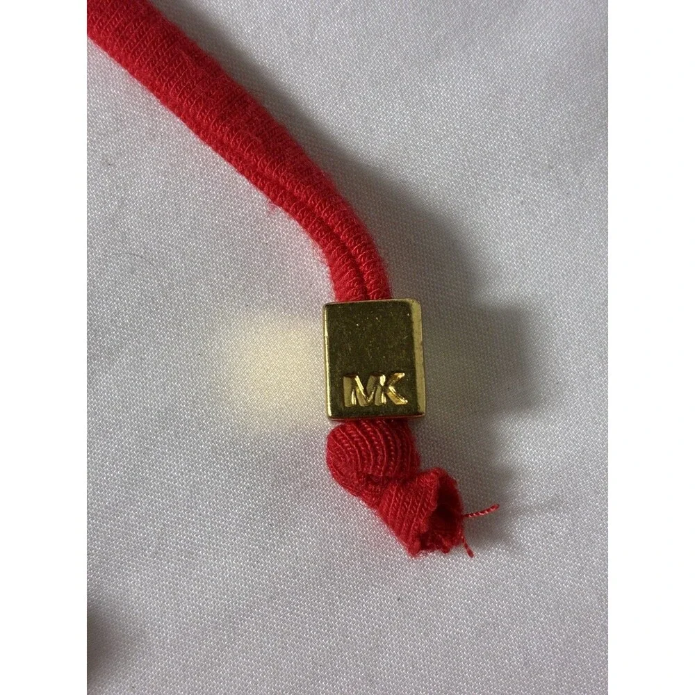 Michael Kors Womens Top Sz XL Red Sleeveless Halter keyhole chain Built in Bra